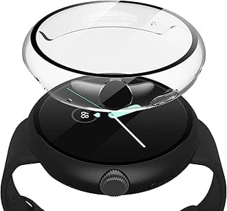 Misxi 2 Pack Hard PC Case with Screen Protector Compatible with Google Pixel Watch 2 / Pixel Watch 41mm, High Sensitivity Lightweight Anti-Fall Cover, 1 Black + 1 Transparent