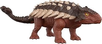 Mattel Jurassic World Dominion Roar Strikers Dinosaur Action Figure with Roaring Sound Attack Action, Ankylosaurus Dino Toy Includes Digital Play.