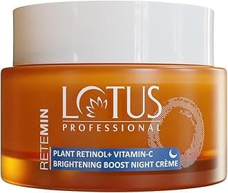 Lotus Professional Retemin Plant Retinol & Vitamin C Brightening Night Face Cream | Anti-Aging | Skin Brightening & Anti-Wrinkle With Dark Spot Corrector & Hydrating Formula | Paraben Free | For Men & Women | All Skin Types | 50g