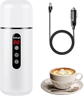 Car Kettle, Portable Electric Travel Kettle, 12V/24V Car Coffee Warmer,420ML Hot Water Heater with Built-in Magnetic Induction Stirring,Mini Hot Water Boiler for Tea Coffee Milk