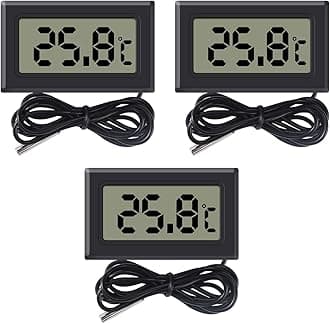 IBAMA 3pcs Digital LCD Thermometer Temperature Monitor with External Probe for Fridge Freezer Refrigerator Aquarium, THERMOM01-3P