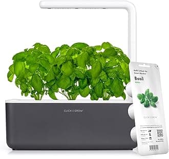 Click And Grow Smart Garden 3 Indoor Gardening Kit (Includes 3 Basil Plant Pods), Grey, 30 X 10 X 28 cm, Sgs8Uni