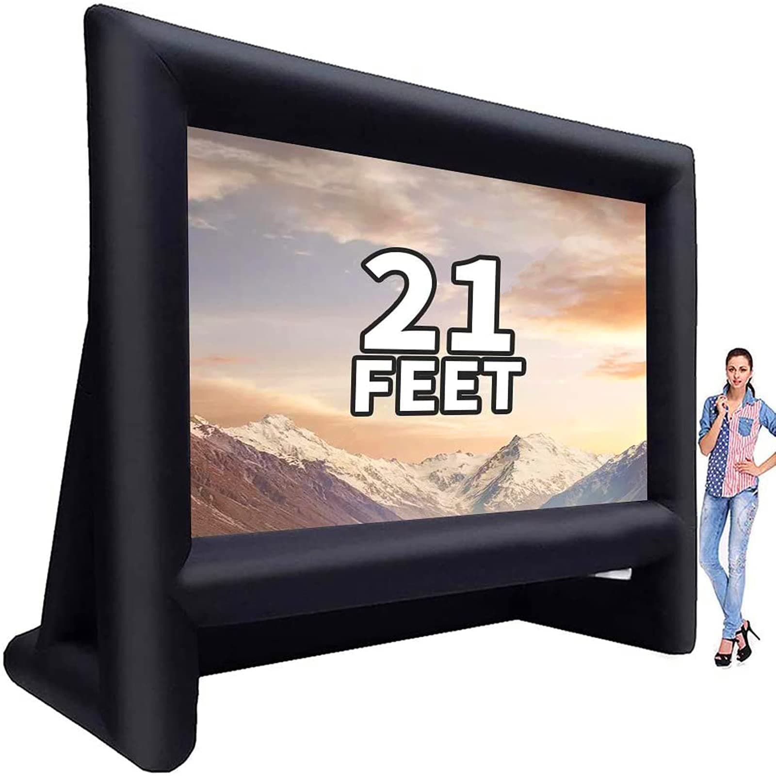 21 feet Inflatable Outdoor Projector Movie Screen - Blow Up Screen for TV & Movies with Blower Portable Projection Screen for Home Theater Outdoor Indoor Support Front & Rear Projection