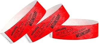 WristCo Wednesday Neon Red Tyvek Wristbands for Events - 500 Count ¾” x 10” - Waterproof Recyclable Comfortable Tear Resistant Paper Bracelets Wrist Bands for Concerts Festivals Admission Party