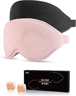 Aosun Eye Mask, 2 Pack Super Soft 3D Eye Masks-100% Blackout Comfortable Eye Mask for Sleeping with Adjustable Straps-Our Aosun Sleep Eye Masks Suitable for Travel and Meditation