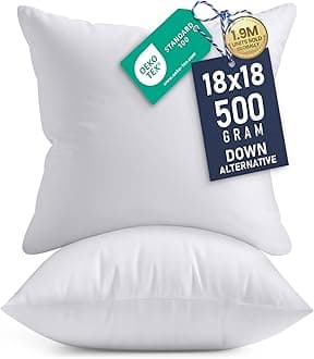 Utopia Bedding Cushion Inner Pads (Pack of 2, White) - Cushion Inserts 18" x 18" (45 x 45 cm) - Hollowfibre Cushion Fillers - Polycotton Cover
