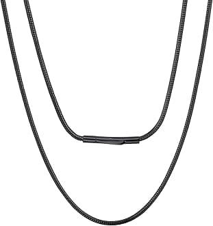 ChainsPro Round Snake Chain for Men Women Choker Layered Necklaces, 16-30inch Stainless Steel/Gold Plated/Black Hip Hop Men's Chain Necklace