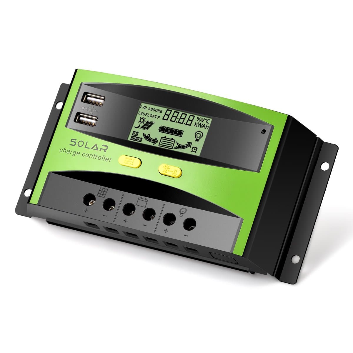 SHUOGOU Solar Panel Controller, Solar Charge Controller, 20A 12V/24V Solar Panel Battery Intelligent Regulator with Dual USB Port LCD Display Mutiple Protection