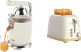 Green Lion 2-Piece Kitchen Set (Juicer, Toaster), 170W Compact Juicer for Fresh Juice, 815W 2-Slice Toaster with Adjustable Browning Control, Efficient, Stylish and Easy to Use - Beige