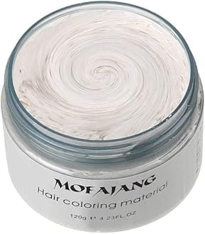 MOFAJANG Unisex Hair Wax Color Dye Styling Cream Mud, Natural Hairstyle Pomade, Washable Temporary,Party Cosplay (White)