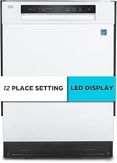 24" Built-In Dishwasher, 12-Place Setting Capacity with Stainless Steel Tub, Dish Washer with 5 Wash Programs and Smart Wash Cycle, ENERGY STAR Certified, BDW100MW, White