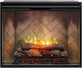 Dimplex Revillusion® 36 Inch Tall Built-in Electric Firebox - Herringbone Brick Background - Includes Realistic Faux Logset, Front Glass Panel, Firebox, and Plug Kit