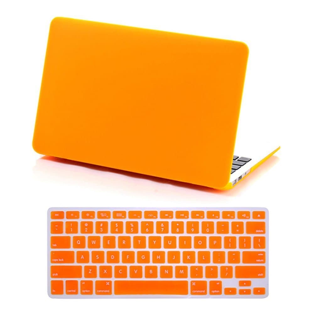 iNeway Matte Surface Crystal Rubberized Hard Shell Case cover protector for Apple Macbook Air 11" (A1370 and A1465)& Keyboard Cover(fit for EU model) & HD Screen protector,11.6" Air,EU set-NC-Orange