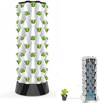 Hydroponic Systems, Aeroponic Tower Garden with LED Grow Lights, 64 Pots Hydroponics Growing System, Seeding Bed, for Indoor Gardening, Grow Herbs, Fruits, Vegetables