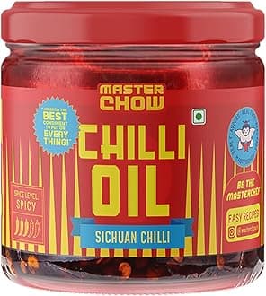 Sichuan Chilli Oil (170g) | Spicy, Crunchy, Garlicky Flavor | Made with Sichuan Peppercorns, Crunchy Garlic & Red Chillies | Gluten-Free | Eat With Momos, Pizza, Noodles