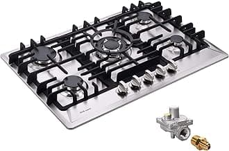 30 Inch Gas Cooktop, Stainless Steel Built-in 5 Burners Gas Stovetop LPG/NG Convertible Gas Stove Top Dual Fuel Cooktop DM527-02