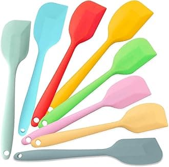 Silicone Spatula,8-pack Spatula Set,11 inch Heat Resistant Non Stick cookware with Stainless Steel for Baking,Cooking,Mixing,Flipping,BPA Free,Dishwasher Safe (11inch Mixed color)