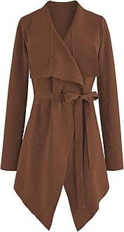 CHICWISH Women's Classy Light Tan/Black Open Front Knit Coat Cardigan