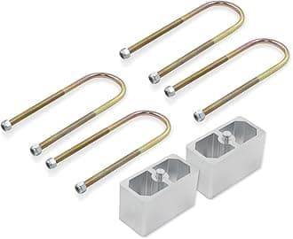 Universal Leaf Spring Lowering Block Kit, 3 Inch, 2-1/2" Wide, 5" Long, Zinc-Plated U-Bolts, Premium Steel Construction for Long-Lasting Finish