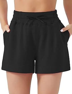 THE GYM PEOPLE Women's Drawstring Sweat Shorts High Waisted Summer Workout Lounge Shorts with Pockets