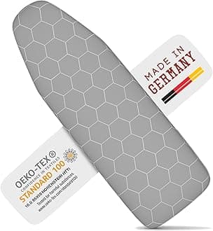 Ironing Board Cover and Pad 15x54 - Made in Germany Iron Board Cover with Heat Reflective Aluminum Coating and Padding- Heavy Duty Iron Board Cotton Cover with Elastic Drawstring Stretch Fit