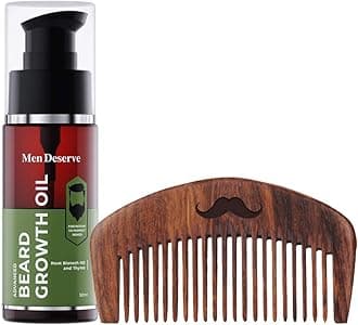 Combo of Advanced Beard Growth Oil with Sheesham Wooden Beard Comb