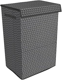 Double R Bags Stylish Foldable Laundry Bag with Handle for Clothes, Toys & Home Storage | Black Organizer Basket, 57x30x42 cm | 1 Large Compartment | Space-Saving & Durable (Pack of 1)