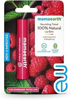 Mamaearth Nourishing Tinted 100% Natural Lip Balm With Vitamin E And Raspberry - 4 G|Gives 12-Hour Moisturization|For Dry&Chapped Lips|Naturally Pink Lips|Natural Tint|Brightens Lips|Tinted Lip Balm