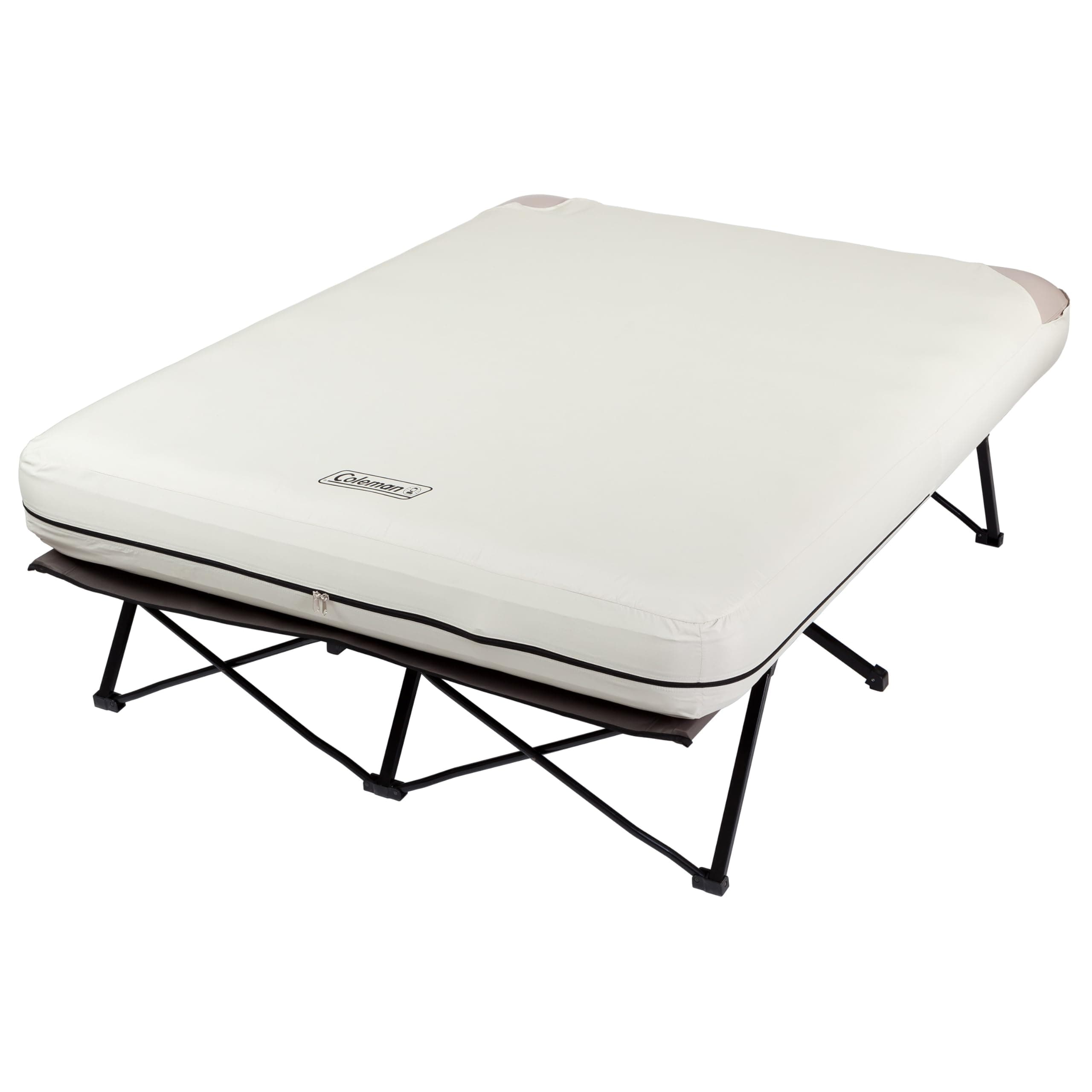 Coleman Queen-Size Airbed Cot Combination, Folding Air Mattress with Steel Frame & Side Table, Battery Pump Included, Great for Camping, Lounging, Elevated Sleeping, Guests, & More