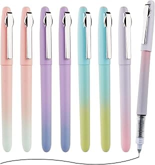 EYEYE 0.5mm Black Liquid Ink Rollerball Pens Needle Tip Quick Dry, 8 Pack Extra Fine Point Pens Smooth Writing Pens for Journaling, Note Taking, Office, School Supplies