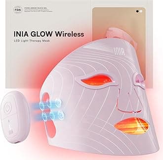 Red Light Therapy Mask for Face, Glow Wireless LED Face Mask Light Therapy with Near-Infrared Red Light (NIR), Rechargeable and Ergonomic Design for Home & Travel