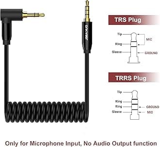 TRS TRRS Microphone Adapter, DC7 TRRS Replacement Patch Cable for VideoMicro/Wireless Go/Recorder/iOS & Android Smartphone