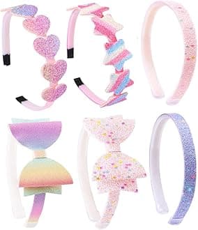 6 PCS Latest Stylish Headbands Hairband Hair Bands for Kids Girls Teens Women Baby Glitter Bow Heart Star Hair Accessories Birthday Gifts for Women (16010hb)