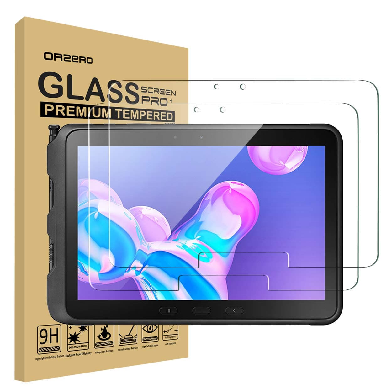 (2 Pack) Compatible for Samsung Galaxy Tab Active Pro 10.1 -T545 Tempered Glass Screen Protector, 9 Hardness HD Anti-Scratch Full-Coverage (Lifetime Replacement)