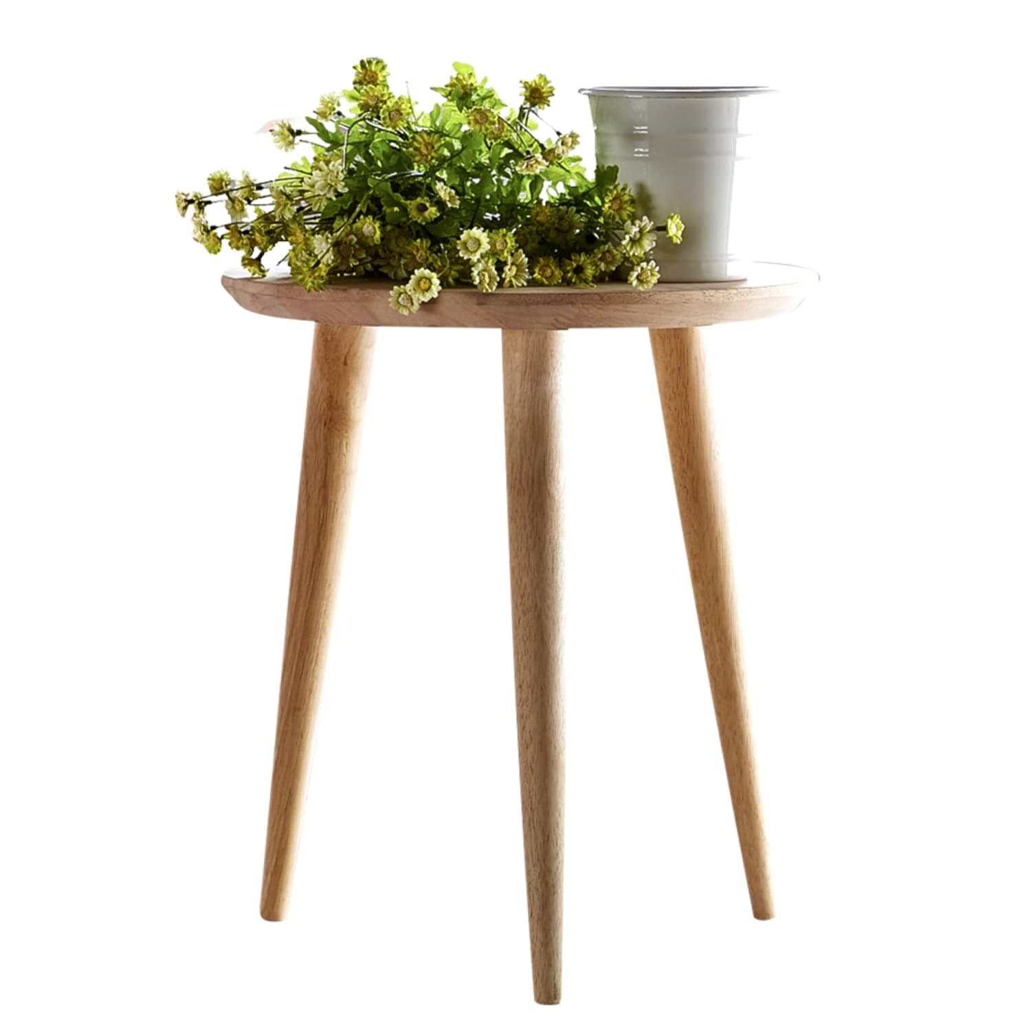 WoodShine Side Table Small Round Solid Wood Sofa End Tables Accent Nesting Coffee Table Natural(H:18.11inch)
