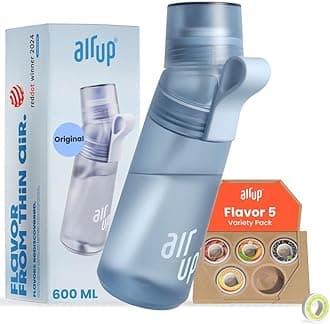 AIR UP Original water bottle Twist Pro starter set with pods in 5 flavours I 600ml drinking bottle with sugar-free flavouring I dishwasher-safe, BPA-free in blue