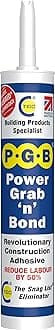 PGB Power Grab n Bond TRIBRID Technology Contact Adhesive - Strong Construction Bonding - Glass, Mirror & Tile Adhesive - Cartridge - Grey - 290ml