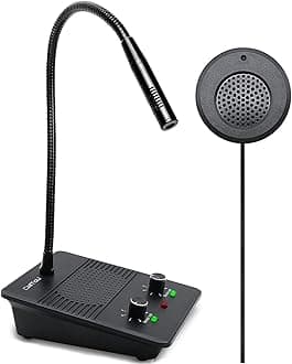CallToU Window Speaker Intercom System,Dual Way Anti-Interference Intercommunication Microphone Talk Through Glass Window,for Business,Bank,Office,Hospital,Counter,Store,Station,School and More