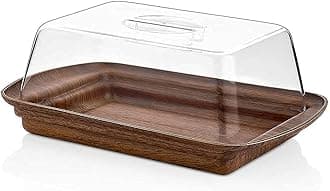 EVELIN Wooden Cake Stand with Acrylic Dome, Cupcake Serving Platter Tray Dessert Stand, Acrylic Cheese Cloche Dome with Wooden Base for Home Kitchen