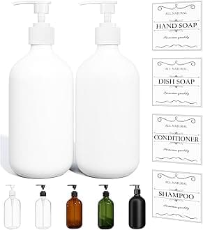 Kzeirm White Soap Dispenser Set of 2 - Kitchen & Bathroom, Hands & Dishes Soap Dispenser