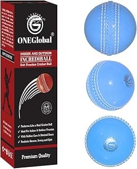 Soft Rubber Cricket Ball for Practice | Outdoor & Indoor Practice Cricket Ball with Core & Stitched Seam | Realistic Feel, True Bounce & Swing for Practice, Honing Skills & Family Fun