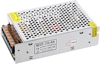 BTF-LIGHTING AC100-240V to DC24V3A Max72W Switching Power Supply Device Transformer Adapter Converter for LED Strip,String,LED Matrix,CCTV Camera,Security System,Radio,Cats