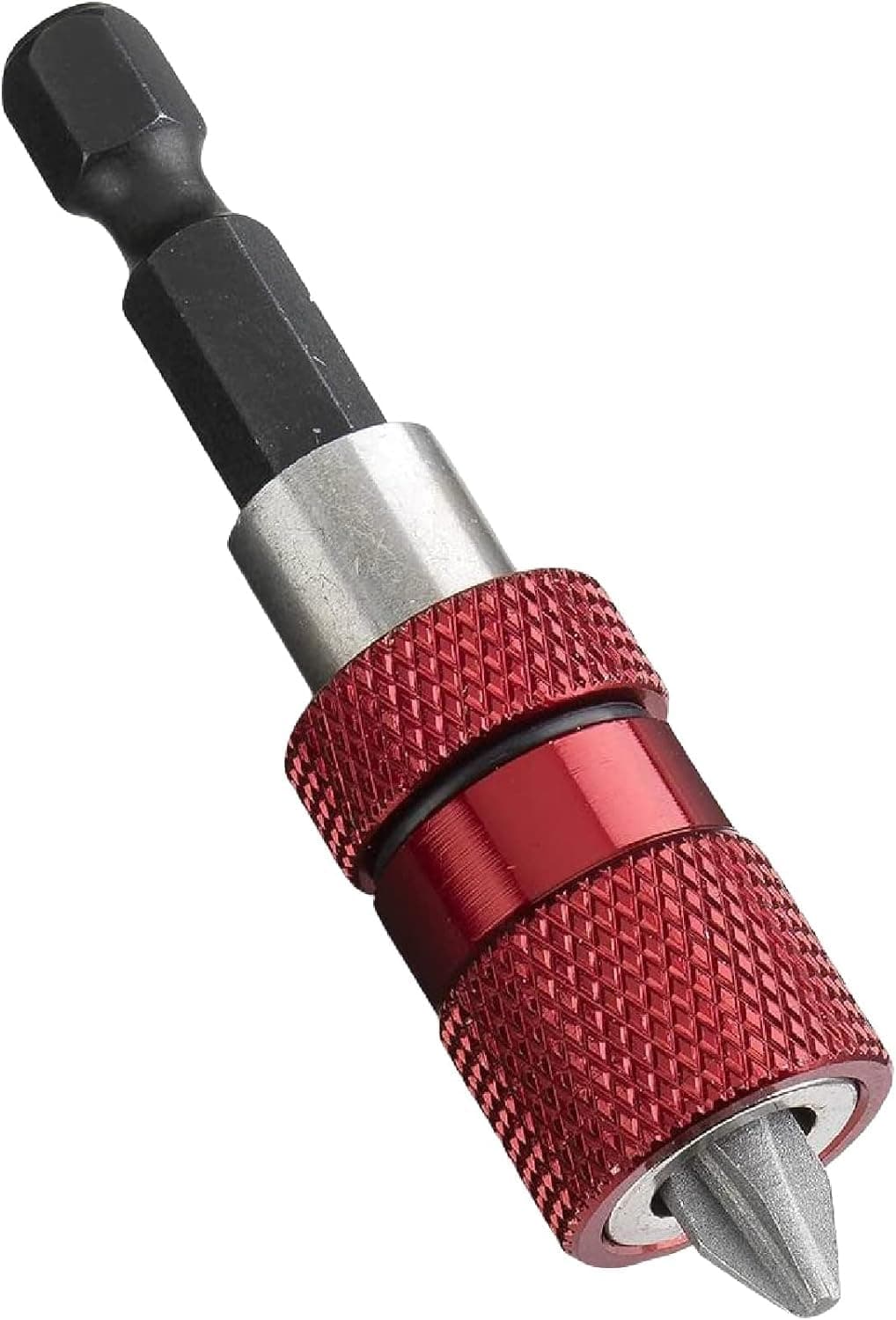 00238A Adjustable Depth Screwdriver Bit Holder | Quick Change | Impact Ready | Magnetic Tip, Red