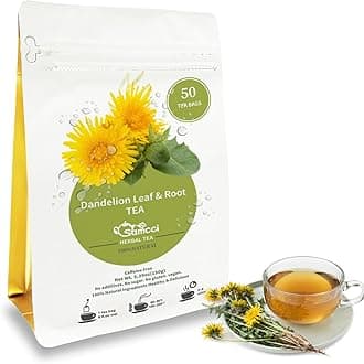Samcci - Dandelion Leaf & Root Tea bags, 50 Teabags, Natural Roasted Dandelion Herbal Tea for Liver & Kidney Health, Support Digestion & Enhance Immune System, Caffeine Free