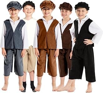 Victorian Boy Costume for Kids 5-11 Years | Five Colours | Three Sizes.
