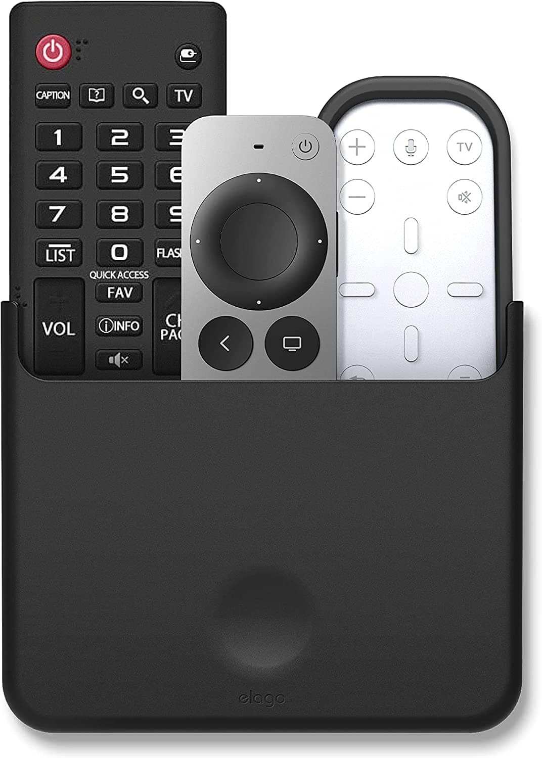 elago Universal Remote Holder Mount Compatible with Apple TV Remote Control and All Other Remote Controls, Strong Sticker Included, Detailed Design (Large, Black)