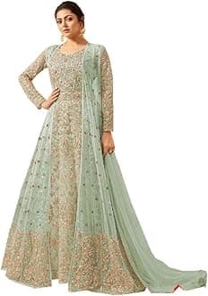 Delisa Indian/Pakistani Bollywood Party Wear Long Anarkali Gown for Womens LT New (Light Green, SMALL-38)