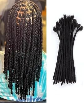 0.6cm Width 12 Inch 60 Strands 100% Human Hair Loc Extensions, Full Handmade Dreadlock Extensions for Men Women Kids Can Be Dyed and Bleached with Needle and Comb Unprocessed Natural Black