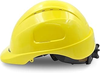 Saviour Industrial Safety Freedom Helmet with Ratchet Adjustment – HDPE Safety Helmet for Construction, Factory, Engineering, PPE Hard Hat for Head Protection – Lightweight & Adjustable (Yellow)