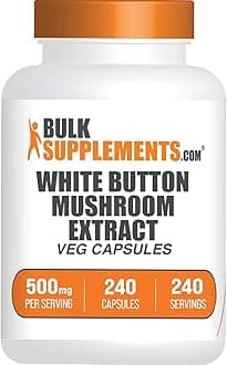 BulkSupplements.com White Button Mushroom Capsules - Mushroom Supplement, Agaricus Mushroom Capsules - White Button Mushroom Extract, Vegan, 240 Count (Pack of 1)
